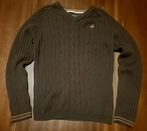 Sean John Knitted Sweater Men Med Brown Cable Knitted Embroidered Vintage Cotton - Picture 1 of 15