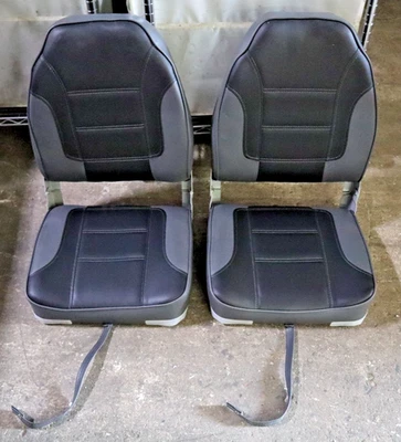 High Back Folding Boat Seat, 2 Seats - Navy/Gray - Image 1 of 4
