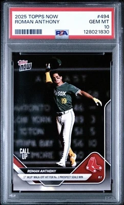 2025 Topps Now Roman Anthony #494 RC llamada 1er Walk-Off Hit Win PSA 10 GEM MT Foto 1 de 3