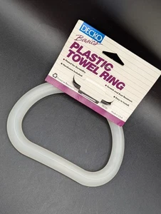 Decko NOS 90's Hard Plastic Lucite White Towel Ring Wall Mount Chrome Plate USA - Picture 1 of 10