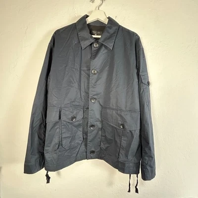 Rag & Bone Men's Cade Utility Jacket Medium Navy Stretch Button Front Pockets - Image 1 of 4