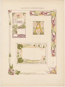 Art Nouveau ORIGINAL DOCUMENTS LITHOGRAPHIQUES DESIGN SHEET PLATE 16 #157232 - Imagen 1 de 1