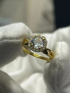 Anello di fidanzamento donna placcato oro giallo 14 carati diamante taglio tondo 2 ct - Foto 1 di 10