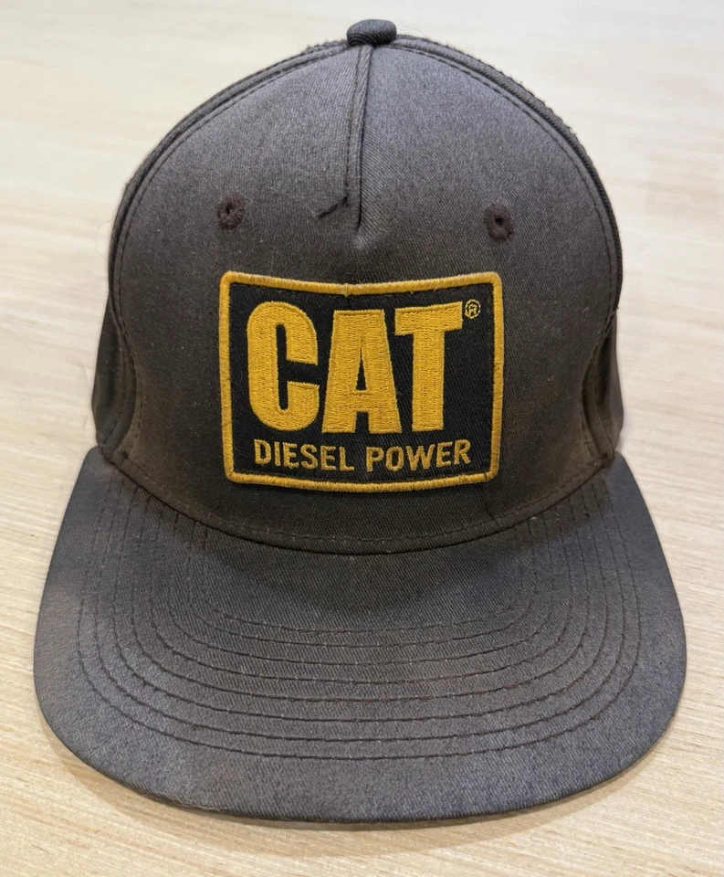 Vintage CAT Diesel Power Cap Hat Snap Back Embroidered Patch Yellow Letters  - Image 1 of 3