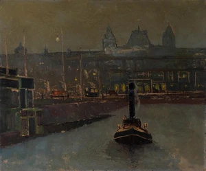 Amsterdam Bahnhof Zentralbahnhof Carel Hubertus Reehorst sign Gemälde Öl groß - Picture 1 of 2