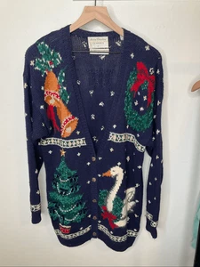 Suéter Cárdigan Marisa Christina 1995 Navidad Vintage - Imagen 1 de 11