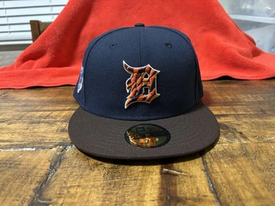 Sombrero Club Detroit Tigers Comerica Park Azul Marino Marrón Nueva Era Sombrero Ajustado 7 3/4 Verde Foto 1 de 4