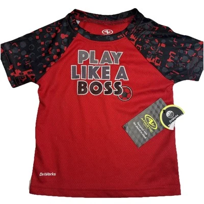 Athletic Works Boys Red Active T-Shirt 2T Soccer “Play Like A Boss” Reworks NWT - Image 1 of 4