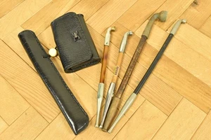 Vintage Japanisches Kiseru Etui + 4 Kiseru (Rauchpfeife) & Leder Tabak Etui - Bild 1 von 24