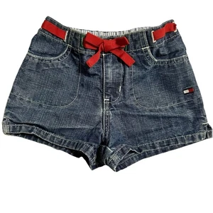 Baby Girl Denim Shorts Tommy Hilfiger Girls 4T Toddler Red Bow Y2K Jean Vintage - Picture 1 of 10