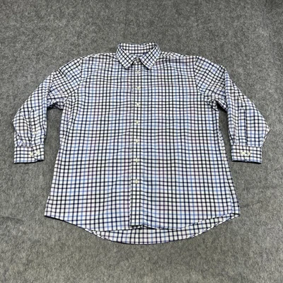 Camisa de vestir Jos A Bank para hombre XL azul púrpura a cuadros a cuadros ajuste a medida clásica Foto 1 de 4