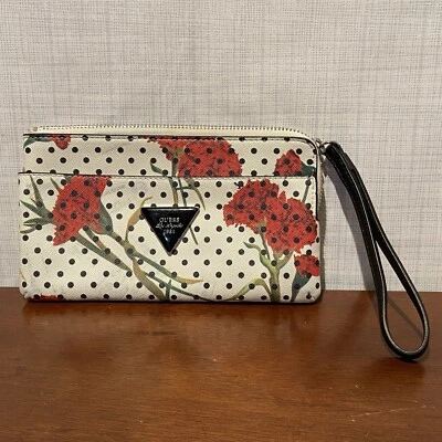 Guess кошелек с ремешком сумочки застежки - 18 «x 5» - запястье ремень молнии - цветочные гвоздики - Изображение 1 из 4