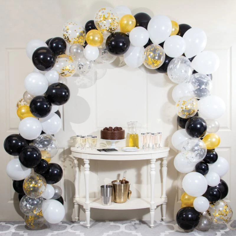 Large Black and White Balloon Arch Kit 110 12-inch Assorted Latex Balloons - Image 1 of 1