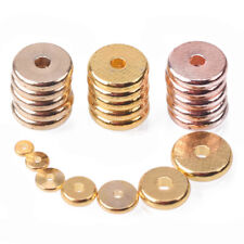 Flat Gold/Silver/Rose Gold Round 4/5/6/7/8/10/12/14mm Brass Metal Loose Beads
