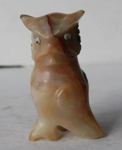 Owl Figurine with Google Eyes Carved Alabaster Stone Great Character Collectible - Picture 1 of 1