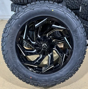 20x10 Fuel D753 Reaction Black Wheels 33" AT Tires 5x150 Toyota Tundra Sequoia - Picture 1 of 5