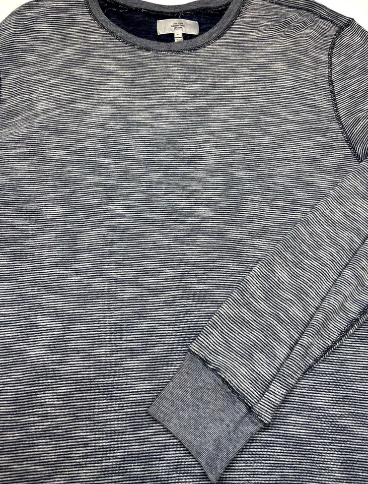 Jack Spade Mens Crew Neck Pullover Knit Long Sleeve Cotton Blue White Shirt XL - Image 1 of 3