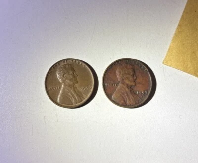 1957 D *RED*Lincoln Wheat Penny - Errors On Top Rim, "L" On Edge, RARE Dye Error - Image 1 of 4