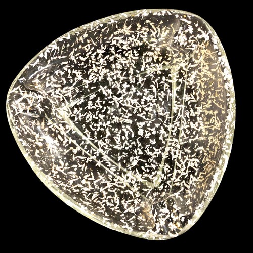 Vintage Mid Century Atomic Ashtray Gold Flake and White Speckled Art Glass 7"