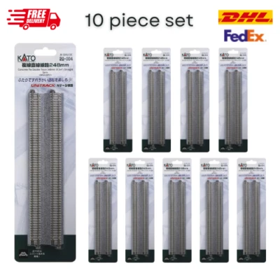 KATO N Scale 20-004 248mm Unitrack Double Track Straight Concrete 2Ties 10 piece - Image 1 of 4