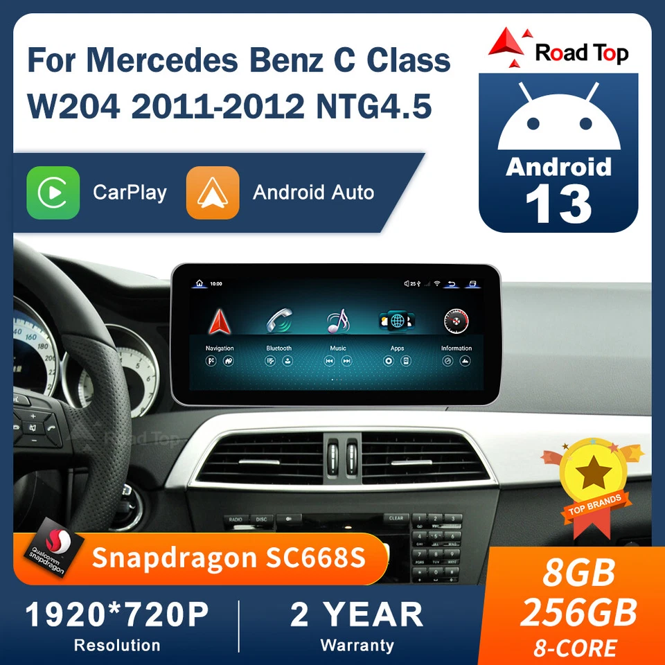 Android 13 GPS Multimedia Touch Screen For Mercedes Benz C Class W204 2011-2012 - Image 1 of 4
