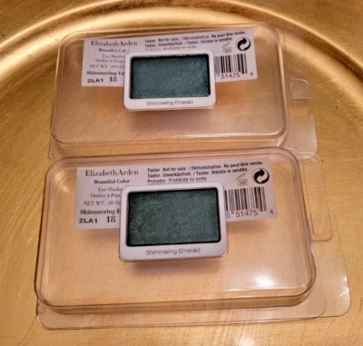 2x Elizabeth Arden Beautiful Color Eyeshadow Shimmering Emerald  Refill .09oz - Image 1 of 2