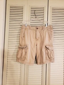 Hollister Cargo Shorts Mens 32 Khaki tan Heavy Button Fly Preppy Y2K - Picture 1 of 12