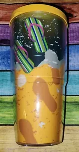 Tazza Tervis Tumbler 24 oz infradito spiaggia coperchio giallo pre-possibile ottime condizioni - Foto 1 di 5