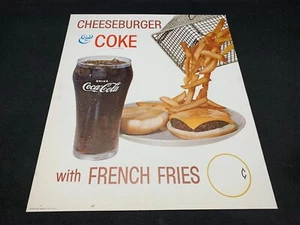 Vintage "Cheeseburger & Coke" Coca-Cola Litho Poster. 17-1/2" x 14-3/4" (PC) - Picture 1 of 3