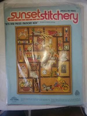 Sunset Stitchery "Bits And Pieces Memory Box" Crewel Kit 1981 NOS - Image 1 of 4