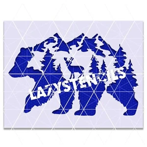 Bear Forest Hunting Stencil – Wildlife, Outdoors, Nature, Rustic, Cabin, Animal - Picture 1 of 5
