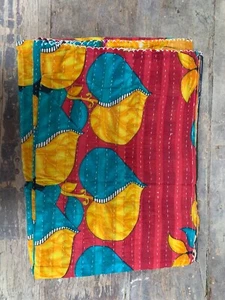Manta de invierno cosida de algodón colcha india Kantha trabajo reversible Gudari - Imagen 1 de 1