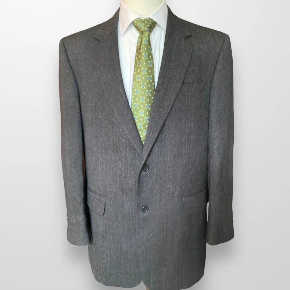 Jos A Bank Mens Sport Coat Brown Herringbone Casual Blazer Wool Suit 43L - Image 1 of 4