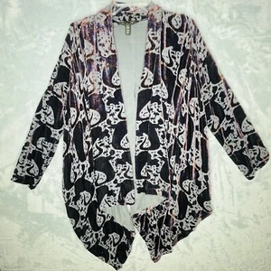 Winter Kate Purple Silk Blend Velvet Burnout Jasmine Open Cardigan Size XS - Picture 1 of 14
