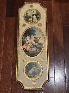 Italy Wood Victorian Romantic Plaque Renaissance Art 20 1/2" - Picture 1 of 10