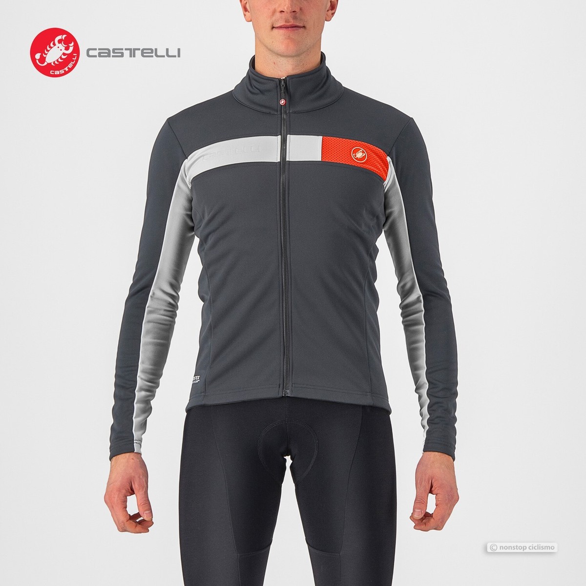 Castelli XL サイクルジャケット 長袖 黒赤白 Castelli XL サイクルジャケット 長袖 黒赤白 Castelli Black
