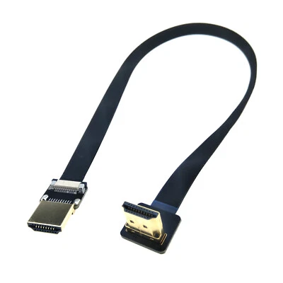 4K HDMI Video Cable 10cm Right Angled to Flat Male Wire FPV LCD PC TV LCD Lead - Image 1 of 4