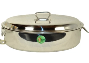 MEPRA Casseruola ovale con griglia/vaporiera e coperchio maniglie salvaspazio 18" nuova con scatola - Foto 1 di 9