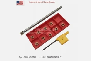 SOLID CARBIDE C06K-SCLCR06 INDEXABLE LATHE BORING BAR 6 MM SHANK + CCGT060204L-F - Picture 1 of 9