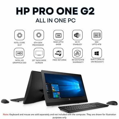 HP ProOne 400 G2 20'' All in one PC Intel i7-6th Gen 32GB RAM DDR4 1TB SSD WIN11 - Image 1 of 4