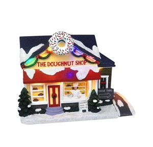 Top Treasures Weihnachtsdorf Donut Shop Vorbeleuchtet Musik Frgurine Neu im Karton - Bild 1 von 4