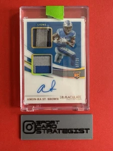 2021 Panini Immaculate Amon-Ra St. Brown Dual Rookie Patch Auto /25 PSA BGS - Bild 1 von 2