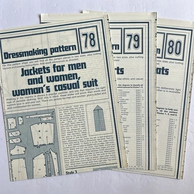 Vintage Designer Sewing Patterns Uncut Lot Of 3 Blouse Dress Jacket Skirt 70s - Image 1 of 4