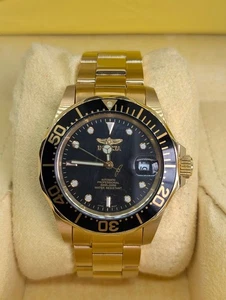 Invicta 8929A Automatik Gold SS Uhr schwarzes Zifferblatt goldene Lünette Armband Stil - Neu im Karton - Bild 1 von 3