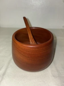 Dansk Salad Serving Bowl Staved Teak Wood MCM Danish Malaysia Quistgaard 9 x 6" - Picture 1 of 8