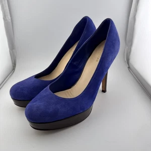 Cole Haan Women’s Blue Suede Round Toe High Heels Size 8 - Picture 1 of 6