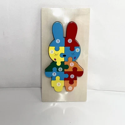 Montessori 3D Wooden Rabbit Puzzle Numbers Toy Educational for Toddlers Kids - Image 1 of 3