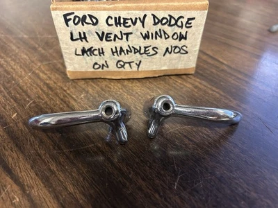 VINTAGE 1930S 1940s FORD CHEVY DODGE VENT WING WINDOW CHROME HANDLES L & R 422 - Image 1 of 2