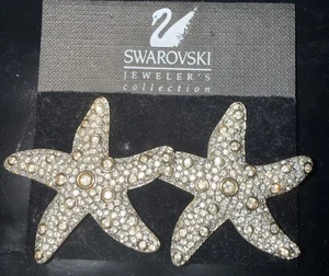 Seltene Schwan Swarovski Kristall übergroße Seestern Diamanté Clip On Ohrringe - Bild 1 von 12