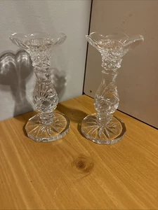 Set Of 2 Noritaki Lead Crystal Hampton Hall 7” Candle Holders Germany - Picture 1 of 8